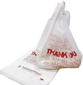 1 6 Thank You to Go Bags 21 X 11 X 6 1 2 T Shirt Bags White Plastic Shopping Bags