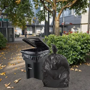 1.5 Mil Clear Heavy Plastic Trash Can Liners Recyclable Compostable Embossed Roll Design Convenient Garbage Bag Packaging