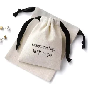 10*15cm Cotton Drawstring Bags Custom Logo Size Environmental Cotton Canvas Fabric Packing Dust Pouch for Jewelry Party