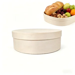 10 Inch Disposable Wooden Round Box Food Grade Tableware Packaging with Customized Logo Wood Gift Box 255*65mm