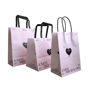 100 Brown Kraft Paper Bags with Handles Large 33x12x26 with Complimentary Stickers Suitable for Clothing Takeaway Packaging