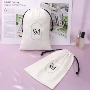 100% Organic Cotton Canvas Double Drawstring Bags Reusable Mini Recycled Cotton Dust Bag with Top Handle