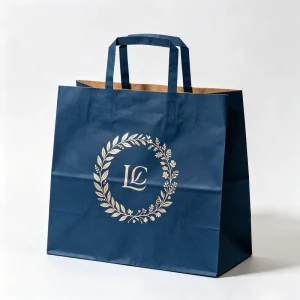 100% Recycled Custom Printed Brown Kraft Paper Shopping Bag with Handle Food Delivery Takeaway Paper Bag