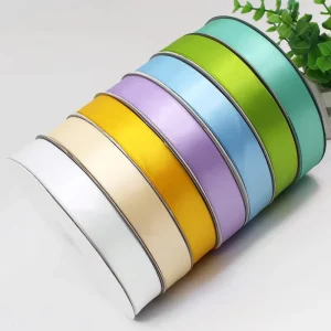 100 Yards Satin Ribbon Manufacturer 2.5 CM High Density Polyester Color Custom LOGO Ribbon for Gift Packaging