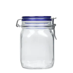 1000ml Swing top Glass Jar Blue Top Square Swing top Closure