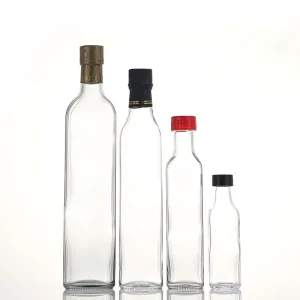 100ml 200ml 250ml 500ml 750ml Square Glass Sauce Marasca Bottle with Plastic Cap Aluminum Cap for Olive Oil