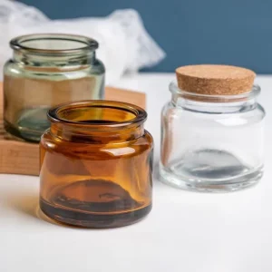 100ml 200ml Amber Green Glass Candle Jar Gift Craft Glass Jar for Wedding Favor DIY Gift Mini Glass Wood Jar Cork Lid