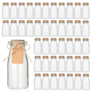 100ml 200ml Decorative Tall Glass Candy Jar with Lid Pudding Jars with Cork Stopper