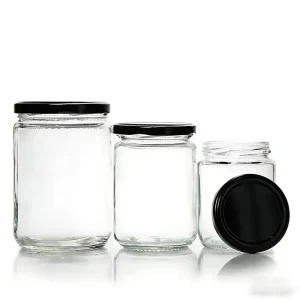 100ml 250ml 350ml 500ml 720ml Round Shape Glass Jar for Coffee Bean Powder with Metal Lid