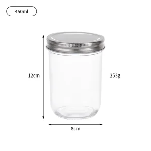 100ml 250ml 350ml 600ml Round Clear Empty Wide Mouth Glass Pickle Jam Honey Bottle Glass Caviar Mason Jar Clear Glass Jars