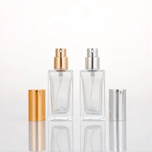 100ml Transparent Square Glass Perfume Spray Bottle with Pump Sprayer and Plastic Cap Cologne Bottles