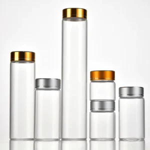 100pcs 37mm Empty Round Borosilicate Glass Food Storage Jar with Aluminum Screw Cap