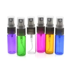 100pcs Mini Purple Clear Amber Pink Blue Green Glass Perfume Essential Oil Spray Bottles 5ml Moisture Pocket Atomizer