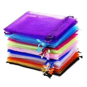 100pcs Organza Bags Mixed Color Drawstring Mesh Jewelry Pouches Sheer Gift Bags Wedding Party Christmas Favor Bulk RTS