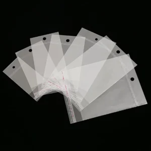 100pcs Transparent PE Plastic Bags with Hang Hole for Food and Bathroom Storage Jewelry Package