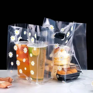 100pcs up Order 30x40cm Plastic PE Bag Punched Hole Side Gusset Bags Doggy Bags for Grocery