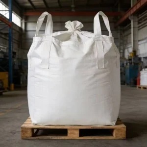 100x100x100cm and 80x80x80cm White FIBC Plastic Bulk Bags with Flat Bottom and Spout 1.5-2MT Capacity Pallet Loops for Forklift