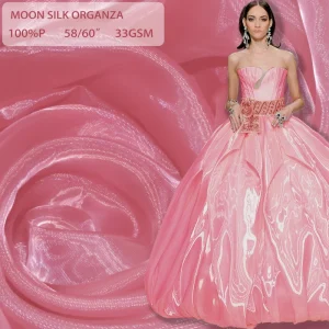 10D Polyester Organza Fabric Twill Satin Organza Fabric for Wedding Decoration