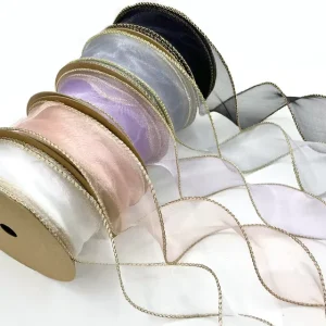 (10Yards roll)40 mm Wave Silk Organza Ribbon Bow Material for Hair Ornament Gift Wrapping Decoration Lace Ribbons