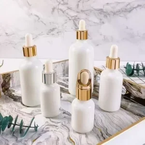 10ml 15ml 30ml 50ml 100ml Glossy White Dropper Glass Bottles Essential Oil Serum Bottle Pipette Plastic Cap Custom Cosmetic