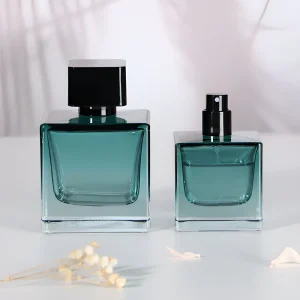 10ml 50ml Green Square Glass Empty Refillable Matte Frosted Perfume Bottles Pump Sprayer Silk Screen Printing Bottle Box