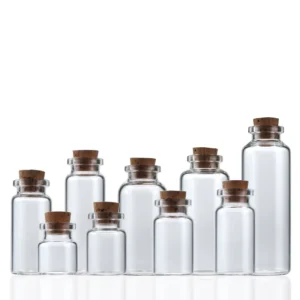 10ml Amber Mini and Tall Test Tube Glass Bottle Cork Jar Tubular Glass With Wooden Corks Stoppers