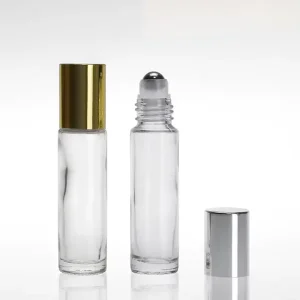 10ml Clear Square Shape Essential Oil Glass Bottle with Lid Steel Roller Ball