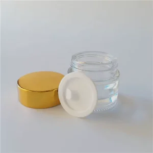 10ml Cosmetic Packaging Clear Glass Jar Facial Cream Jar With Gold Lid