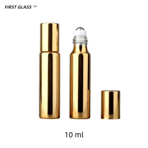 10ml Gold Silver Black Glass Roll On Bottle Empty Small Travel UV Luxury Glass Roller Bottle for Oil Perfume Packaging