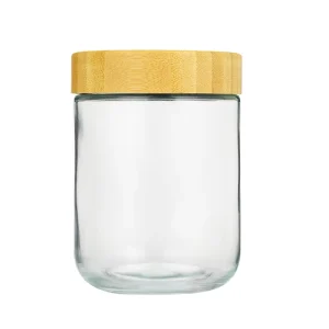 10oz 16oz 25oz Hot Stamped Sealed Glass Food Storage Jar with Bamboo Screw Cap for Dried Fruits Candies Cookies Yogurt Chocolate