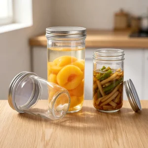 10oz 16oz 300ml 500ml Clear Glass 6 Piece Mason Jars Set Spoon for Canning Jam Bubble Tea Cold Brew Freshness Preservation
