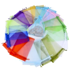 10x15cm Sheer Organza Gift Bags Drawstring Closure Polyester Material for Christmas Gift Packaging