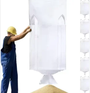 12 Piece Jumbo Bag 3300 Lbs 35x35x43 Heavy Duty Polypropylene FIBC Breathable 5:1 Safety Factor Flat Bottom Handle Industrial