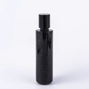 120ml Black Glass Cylindrical Cosmetic Bottle Plastic Screw Cap Silk Screen Printing Empty Bottles Packaging