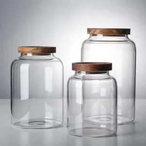 1300 2800ML Clear Borosilicate Glass Jar Sealed Food Storage tank Container Jars With Acacia Wooden Lids