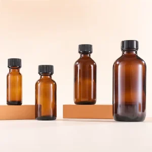 15/30/60/120ml Cylinder Glass Boston Bottle with Plastic Caps for Tea Essence and Stock Solution Transparent Blue