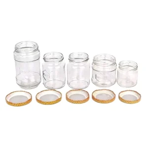 150ml 180ml 300ml 600ml 700ml Bee Honey Glass Container Jar With Honeycomb Printed Lids Empty Glass Containers
