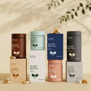 150ml 180ml Luxury Empty Glass Healthcare 60 120pcs Capsule Supplement Bottle 250ml Glass Jar Container Packaging with Pouch Bag