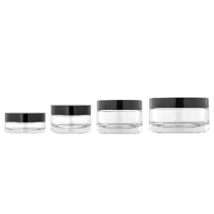 15g 30g 50g 120g Low Profile Cosmetic Glass Jar with Black Plastic Lid for Sustainable Packaging