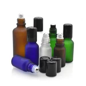15ml Frosted Amber Glass Roller Bottles Stainless Steel Rollerball Bottles for Essential Oil Cosmetic Packaging