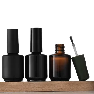 15ml Round Glass Bottle UV Gel Nail Polish Bottles with Brush Refillable Empty Small Glass