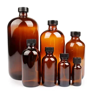 15ml To1000 Amber Narrow Mouth Boston Soap Glass Bottle with Plastic Screw Lid