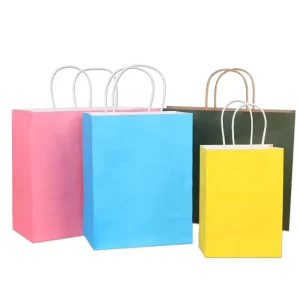 16″*6″*12″ Custom Logo Colorful Kraft Cardboard Paper Bags with Rope Handle for Gift Shopping and Promotion