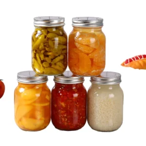 16 oz 500ml Clear Transparent Glass Mason Jars with Plastic Aluminum Lids for Olive Oil and Jelly Canning Food Storage