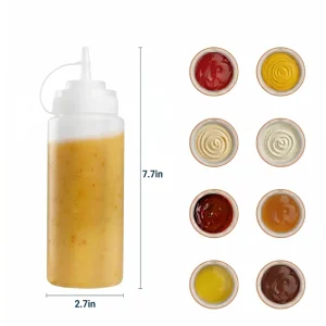 16 oz Condiment Olive Oil Squeeze Bottles Injection Molded Sustainable Plastic Kitchen Sauce Food Grade Custom Logo
