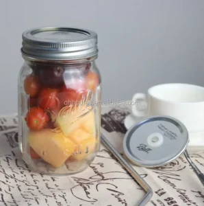 16oz 500ml Wide Mouth Glass Mason Jars with Regular Metal Screw Lids Food Grade Overnight Oats Fruit Storage Container