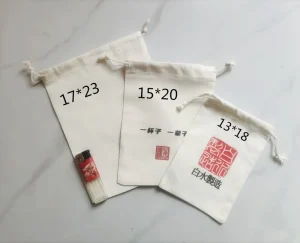 17*23 cm Custom Large Capacity Recyclable Storage Drawstring Canvas Pocket Dust Bag Packaging Handbags