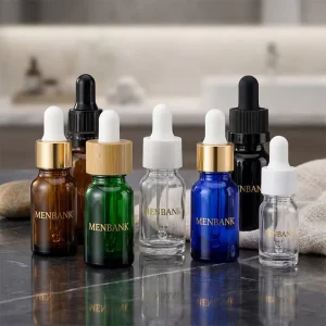 18/415 Neck Finish 15ml Glass Dropper Bottle 1/2 oz Corrosion-resistant Hair Oil Glass Bottle with Metal Bamboo Plastic Dropper