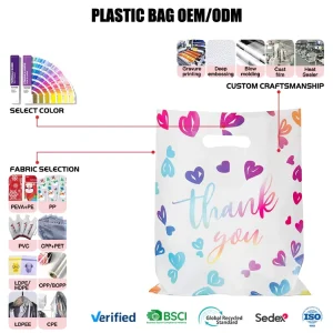 18 X 16 Inch Extra Thick Large Size Plastic Die Cut Handle Bag Thank You Bag for Small Business Boutique
