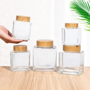 180ml 280ml 360ml 500ml 730ml Square Glass Jars for Honey Jam Empty Canning Jar